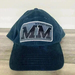 Disney Parks Official Mickey Mouse Embroidered Hat Corduroy Blue nice collector